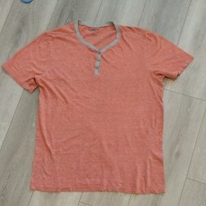 Carbon Men's Henley T-Shirt - Coral and Gray